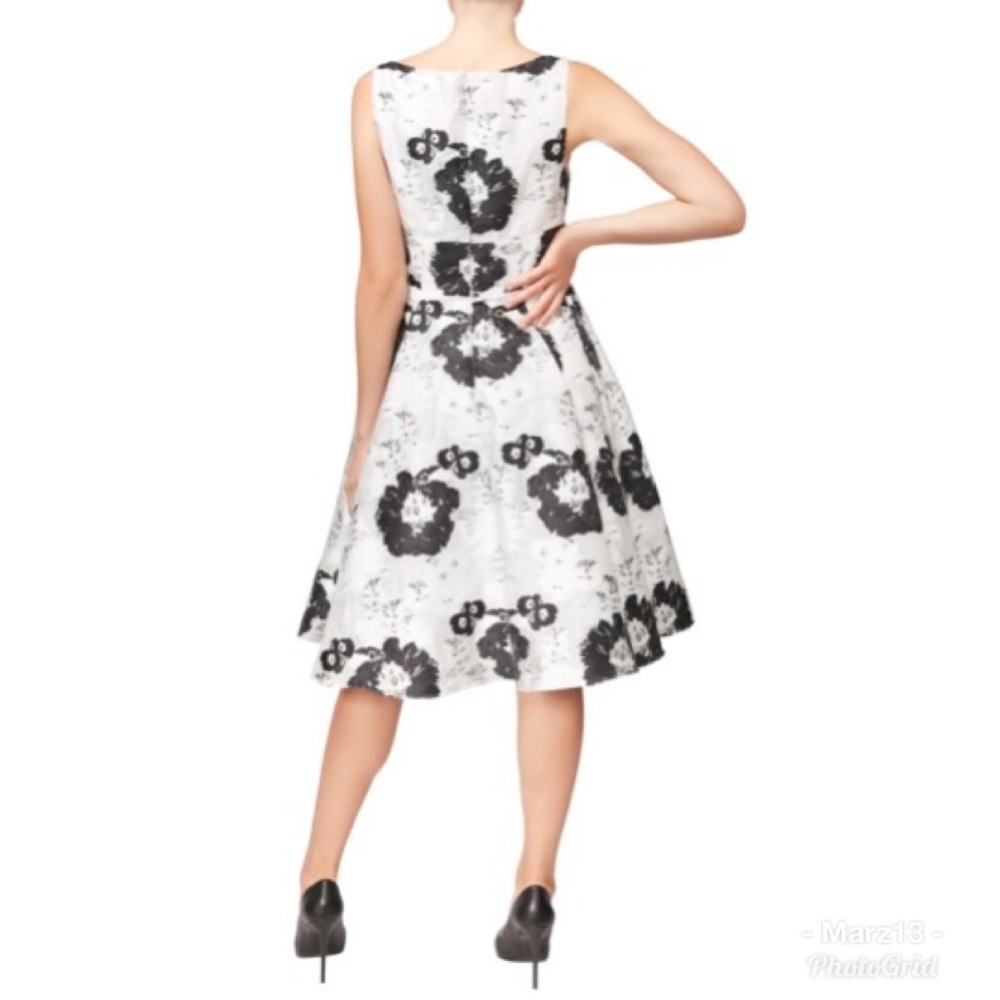 Classic Black & White Floral A-Line Dress